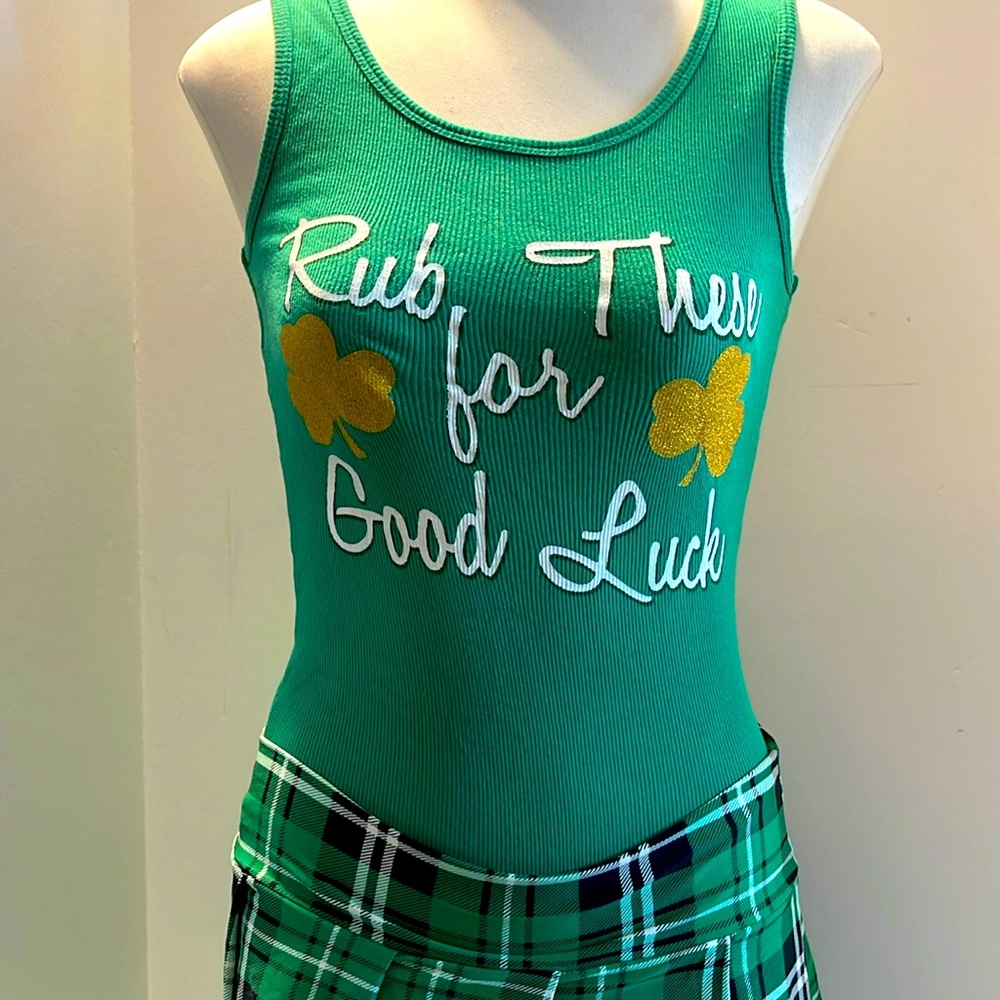 Adult unisex “Rub These For Good Luck” St Patrick’s Day Tank Top in Size Small